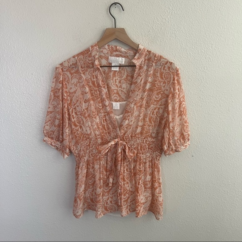 SOFT SURROUNDINGS- Orange and off white paisley blouse, woman’s SZ M